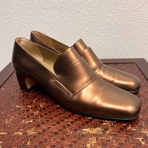 Yves Saint Laurent Vintage Copper Loafer Block Heel Size 8